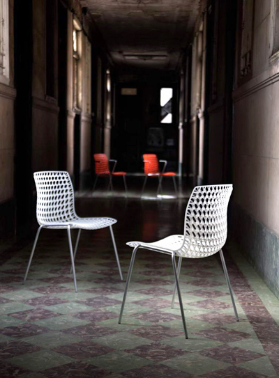 Moire white designer Chair stackable Movisi modular furniture ton haas