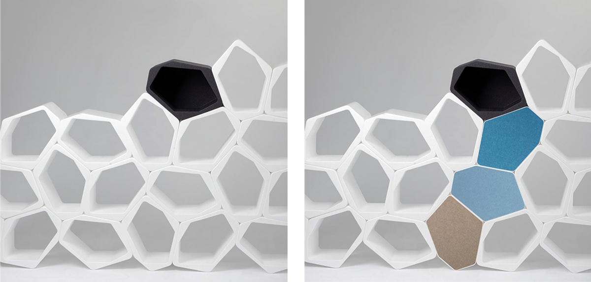 Modulares Stauraumregal mit offenen und geschlossenen SONIC-Deckeln in Schwarz und Weiß
