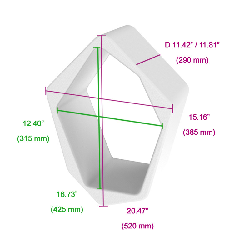 Maßzeichnung eines BUILD-Regalmoduls, 520 × 385 × 290 mm