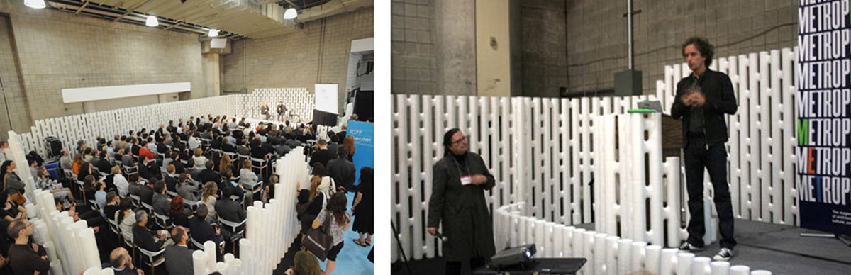 Freestanding modular partition walls forming a temporary conference room at ICFF, New York