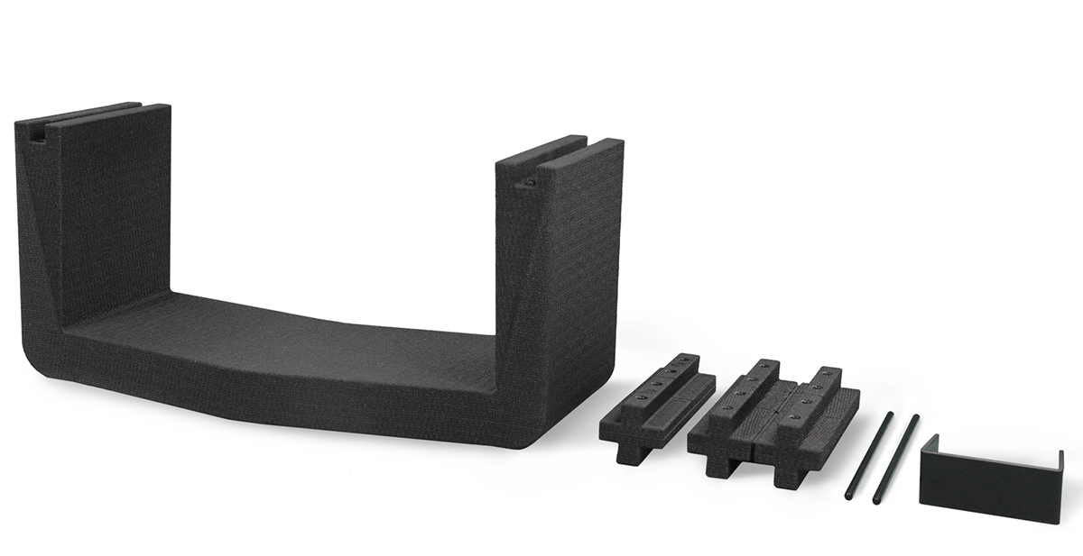 U-CUBE main module with connectors and U-clips laid out as a set
